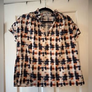 Never A Wallflower Women's Checkered Blouse - Navy, Orange, Cream